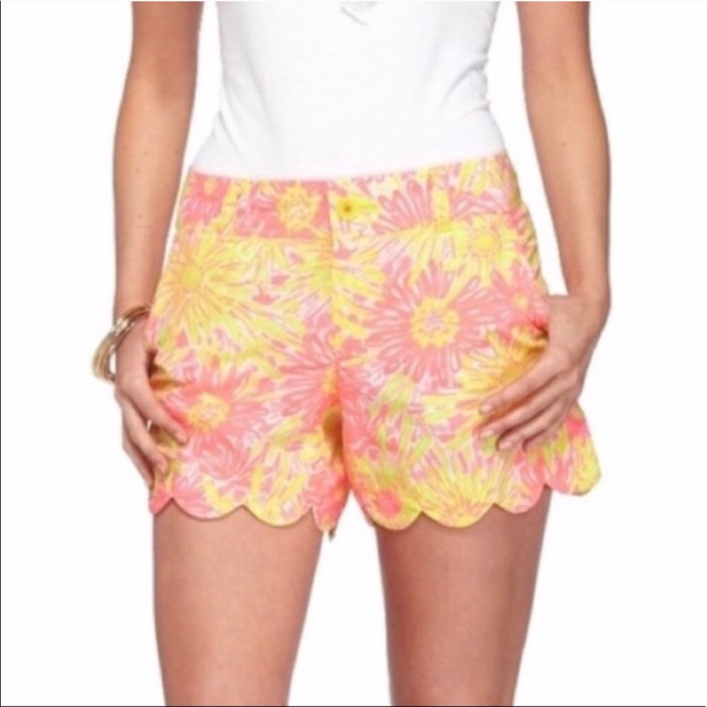 Lilly Pulitzer Sz 4 Yellow Pink Buttercup Shorts
